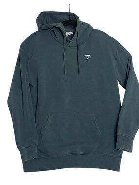 Gymshark Mens Teal Blue Green Long Sleeve Hoodie Hooded Sweatshirt Size Medium